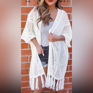 Off white crochet kimono cardigan